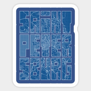 Saint Petersburg, Russia City Map Typography - Blueprint Sticker